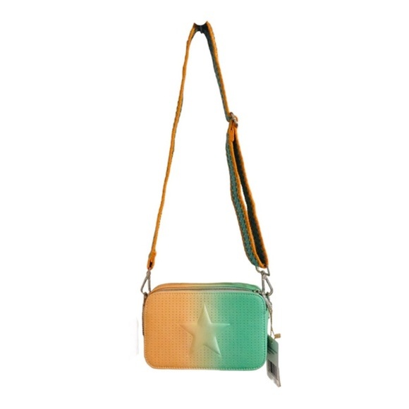 Vintage Havana perforated peach ombre   crochet adjustable strap crossbody bag‎ - Picture 5 of 15